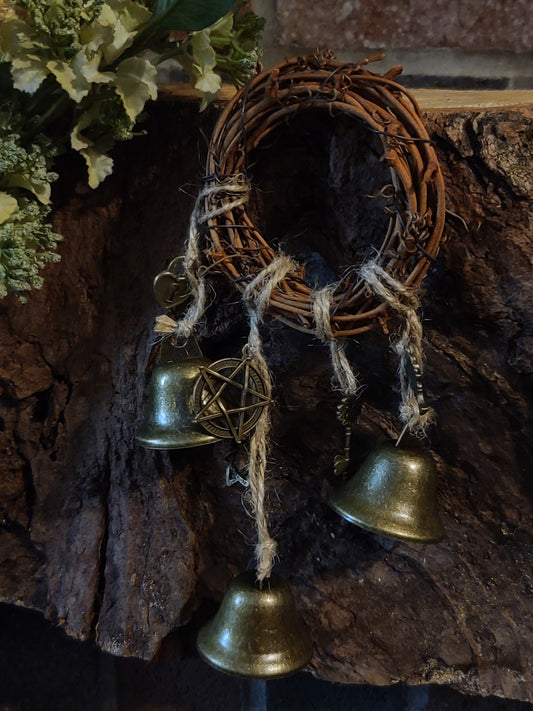 Witch Bells Protection Charm - Heart Lock & Key