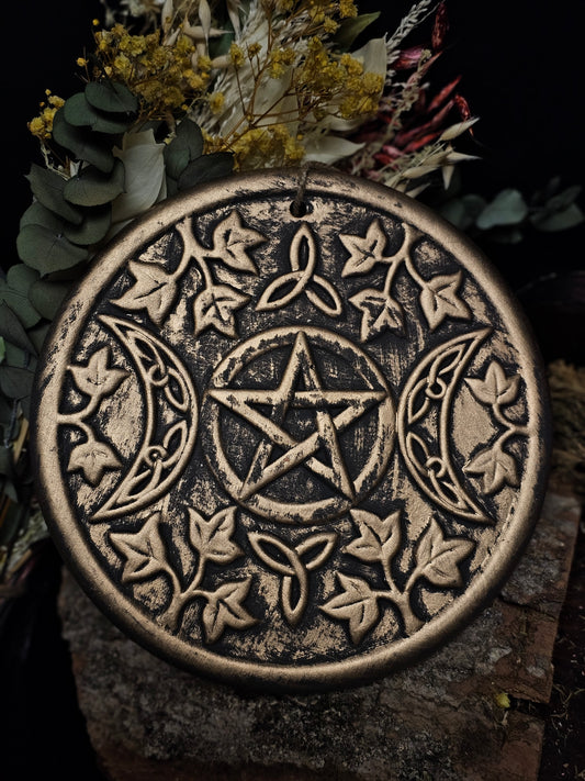 Triple Moon Terracotta Plaque (8")