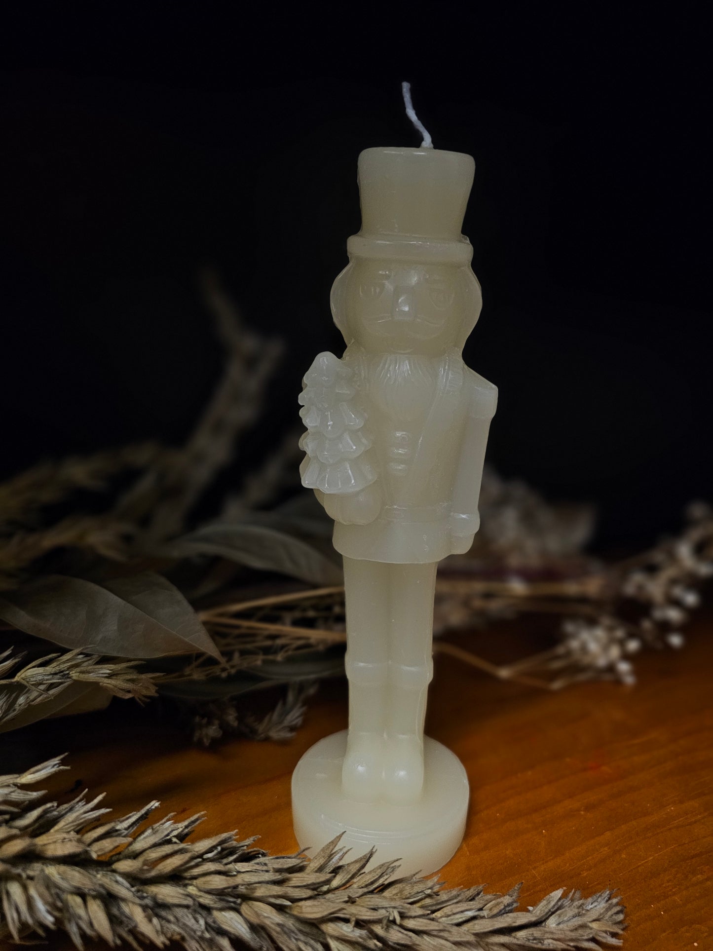 Nutcracker Figure Candle 7.5" (Cream)