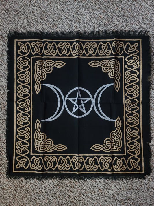 Triple Moon Pentacle Altar Cloth 24x24"