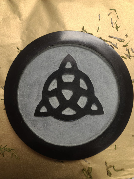 Triquetra Carved Soapstone Altar Tile (6")