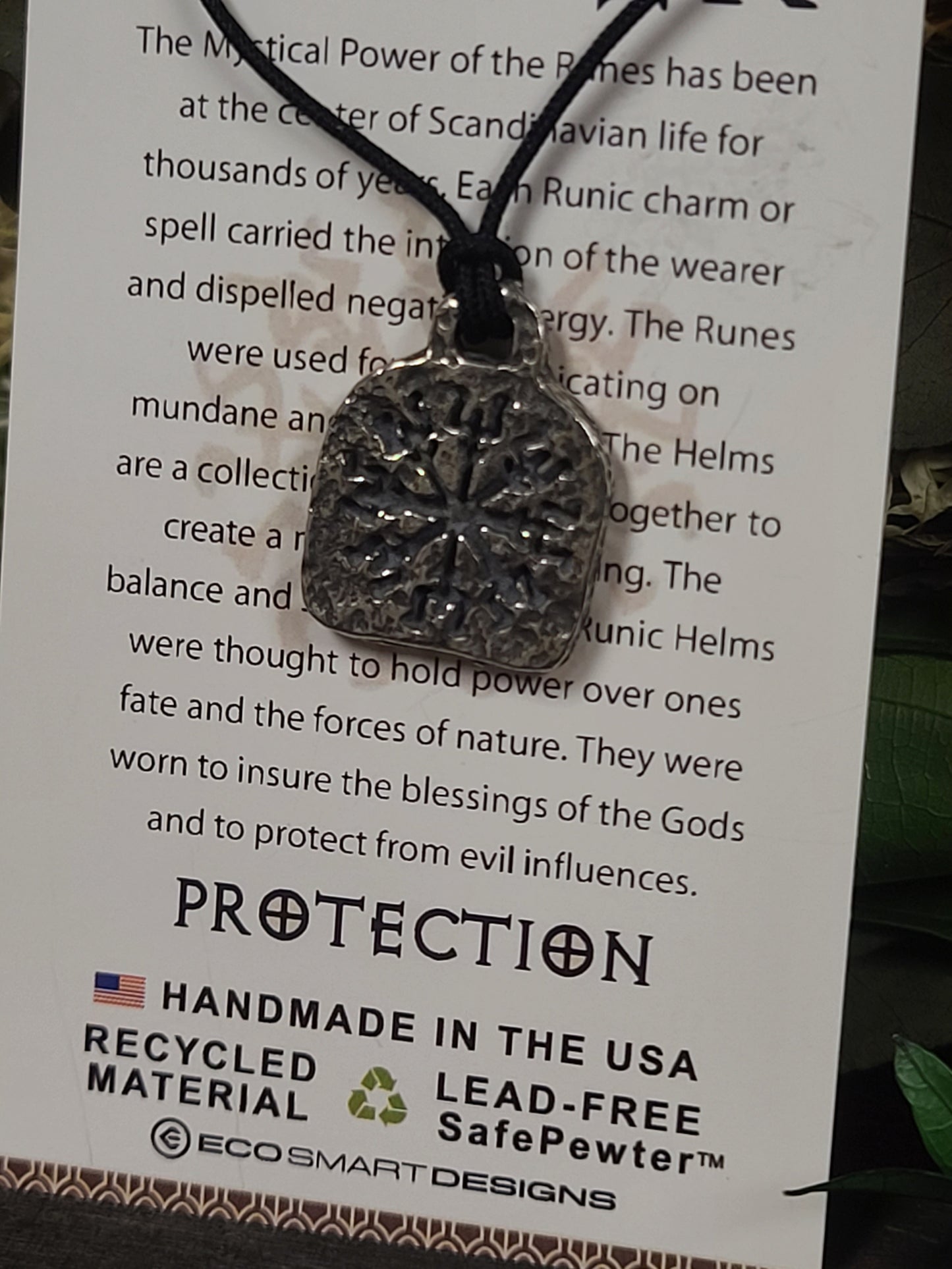 Runes of Power To Bring Protection Pewter Necklace