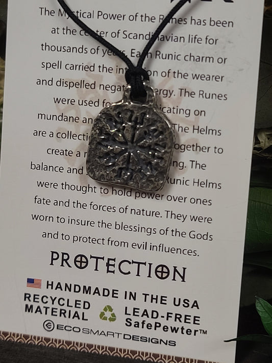 Runes of Power To Bring Protection Pewter Necklace