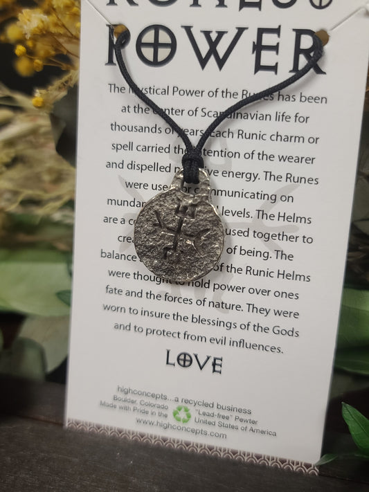 Runes of Power To Win Love Pewter Necklace