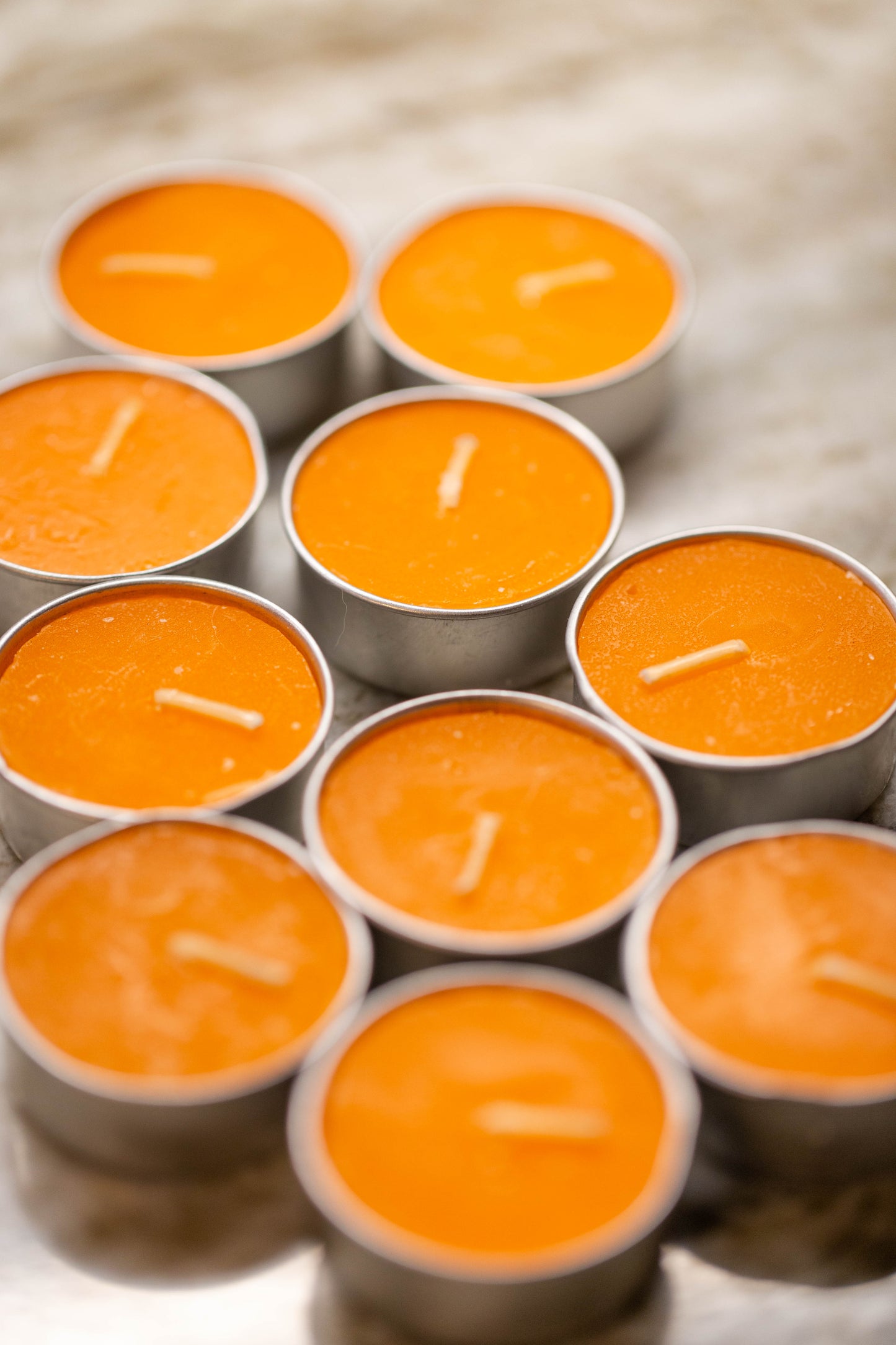 ORANGE Tealight for vitality, abundance, ambition, celebration, freedom, goals, justice, independence, encouragement, motivation, travel, attraction