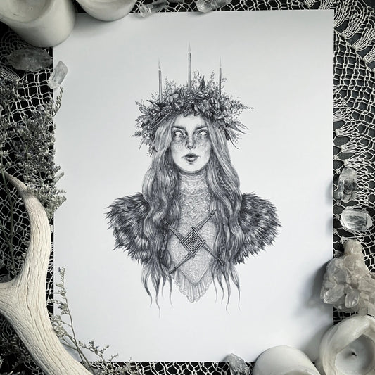 Brigid Fine Art Print - Celtic Goddess of Wisdom, Healing 5x7" by Caitlin McCarthy