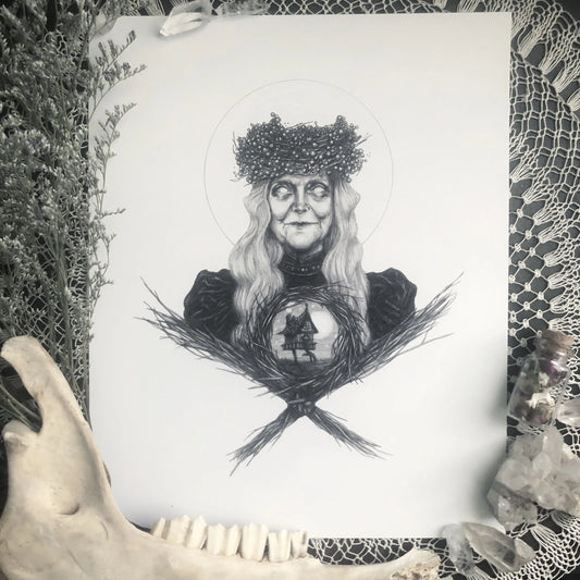 Baba Yaga Fine Art Print - Russian Folklore 5x7" by Caitlin McCarthy