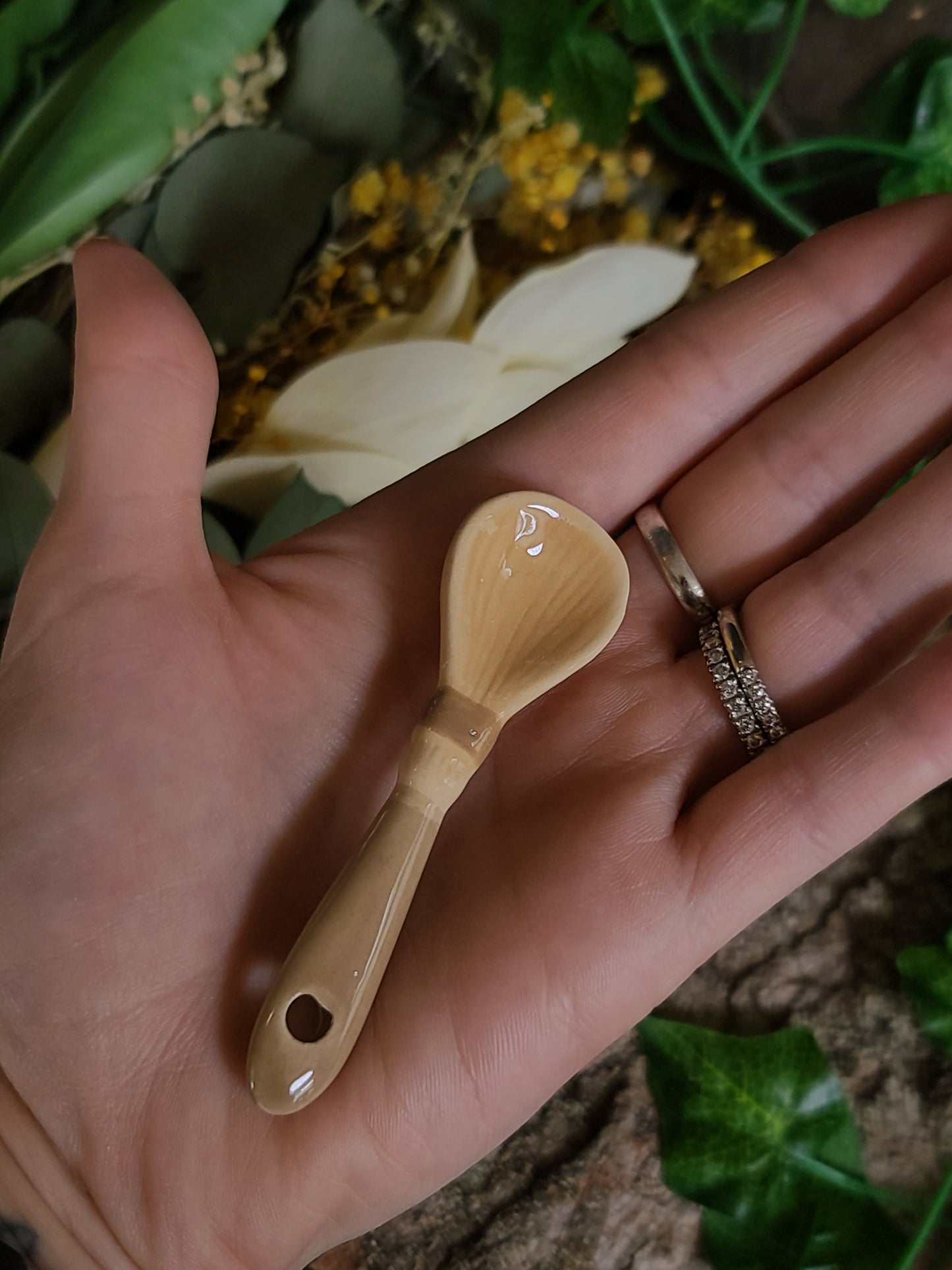 Mini Witch Broom Ceramic Altar Spoon