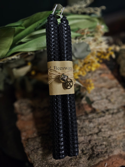Black Beeswax Candles (Pair)
