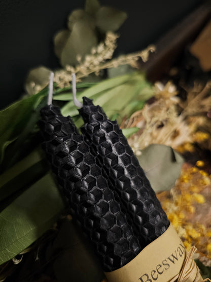 Black Beeswax Candles (Pair)