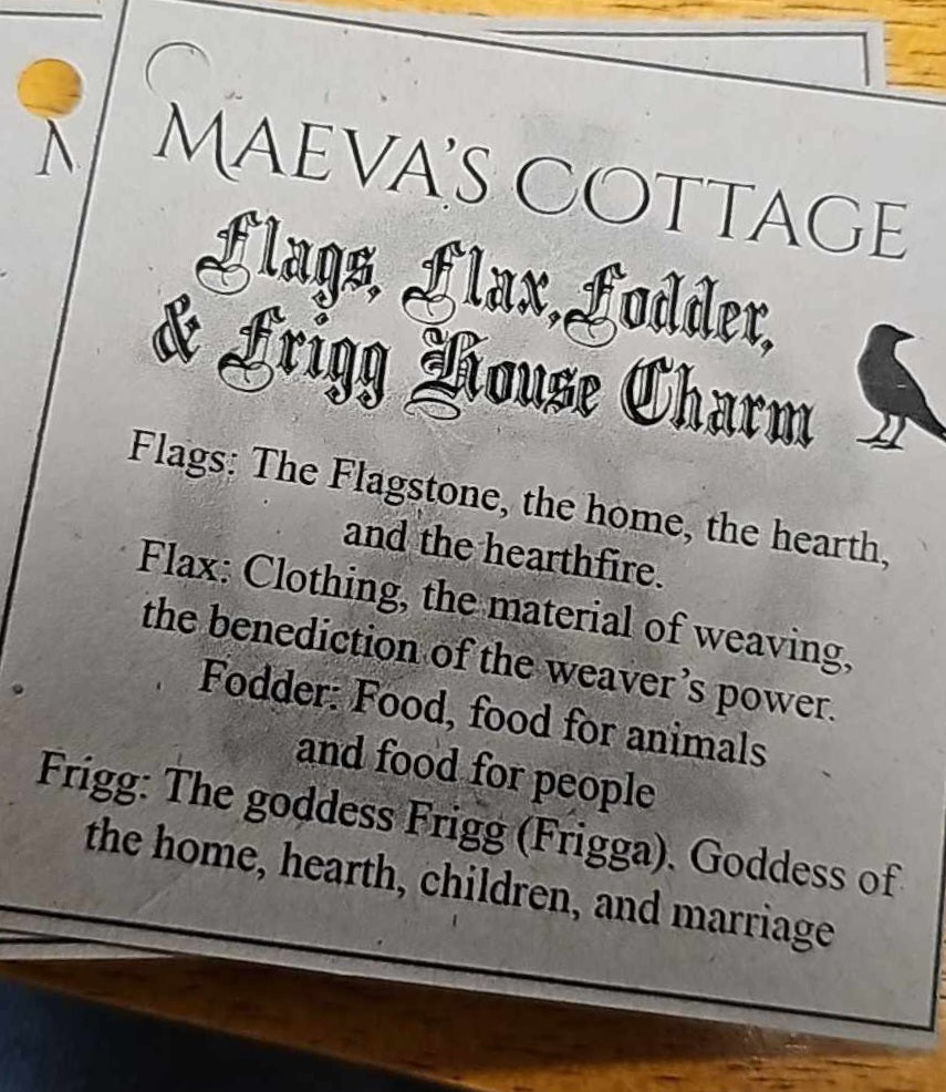 Flags, Flax, Fodder, and Frigg House Blessing Charm by Maeva