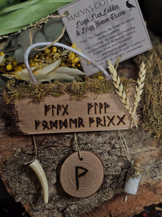 Flags, Flax, Fodder, and Frigg House Blessing Charm by Maeva