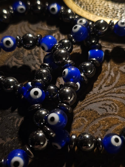 Evil Eye Glass & Hematite Authentic Crystal Bracelet