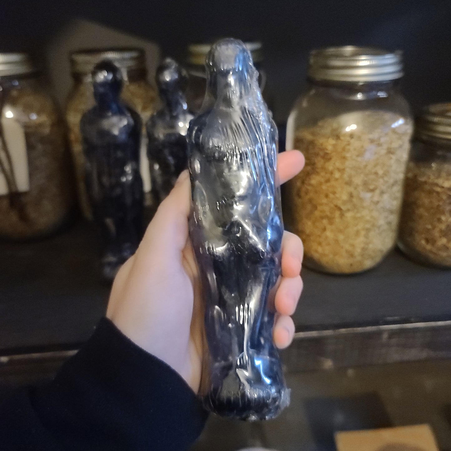 Male Figure Candle (Black) - Protection, Banishing, Wisdom, Absorb/Project Negative Energies, Curses/Binding, Anti-Anxiety/Depression, Self-Love, Masculine Energy, Sympathetic Magick (Poppet Alternative)