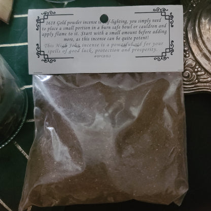 1618 Gold - HIGH JOHN - Powder Incense for aiding spells of luck, protection, and prosperity