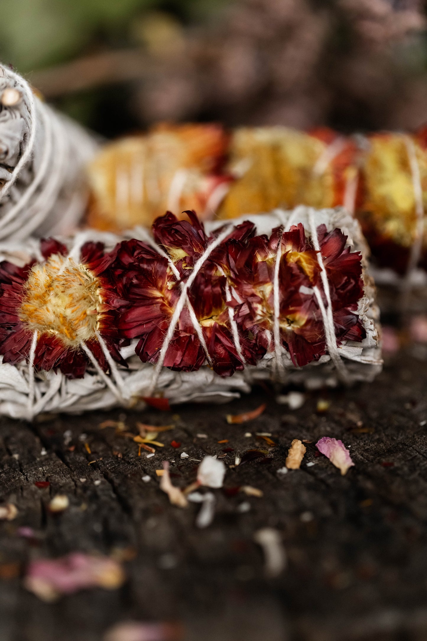 Organic White Sage & Purple Sunflower Herbal Bundle for radiating positivity, success, warmth, vitality, harvest sabbats