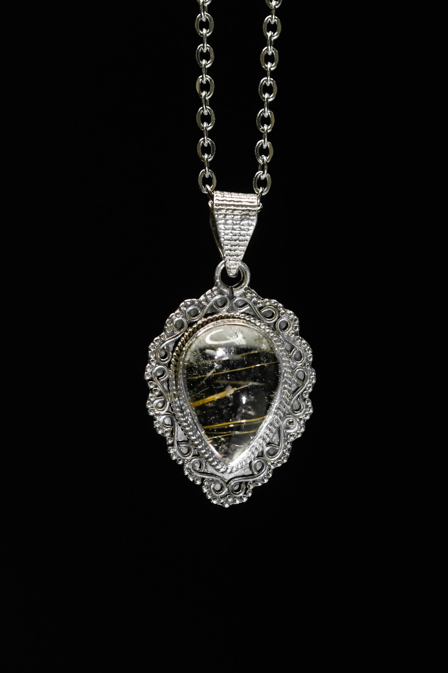 Rutilated Quartz Sterling Silver .925 Necklace