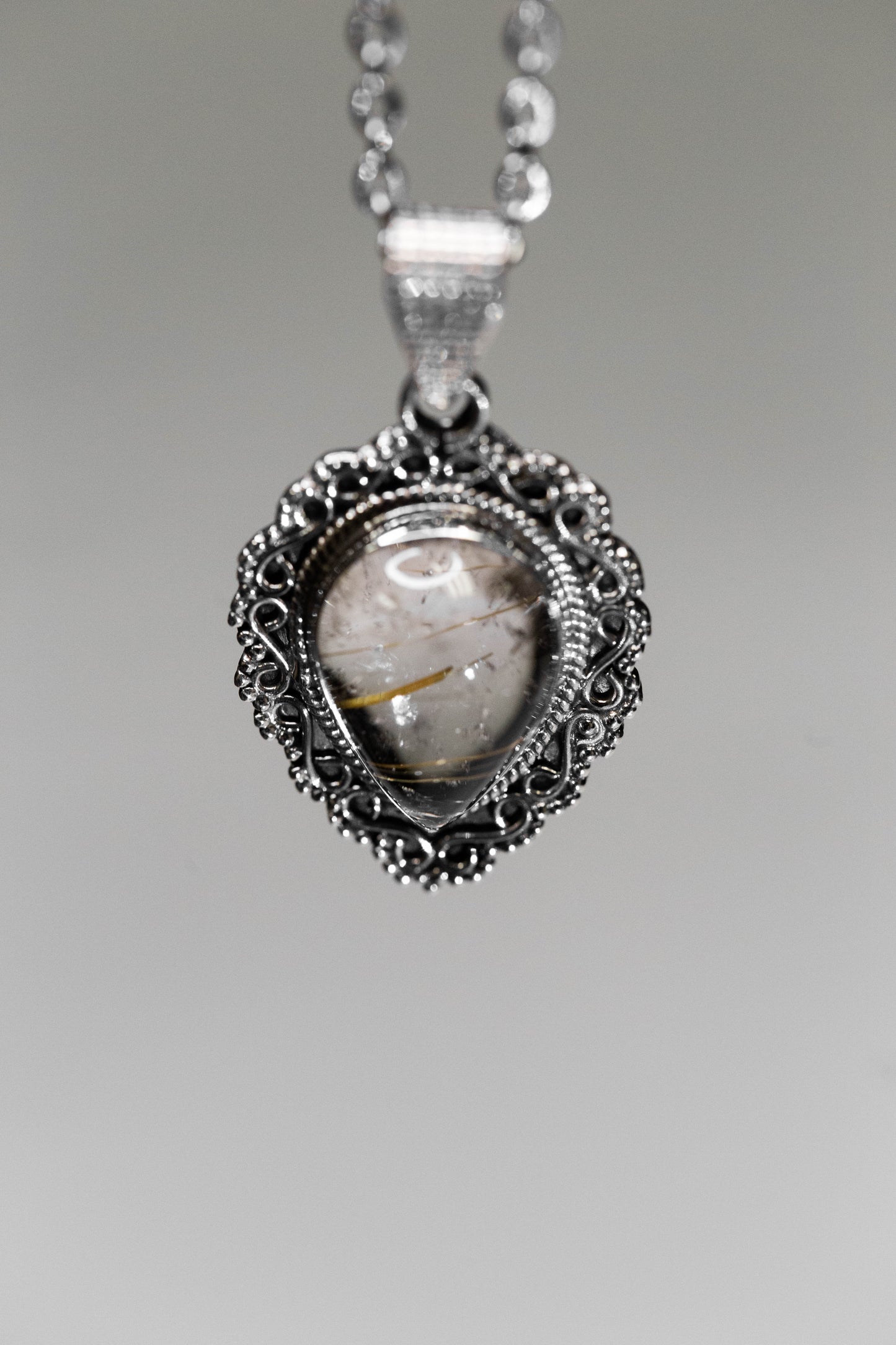 Rutilated Quartz Sterling Silver .925 Necklace