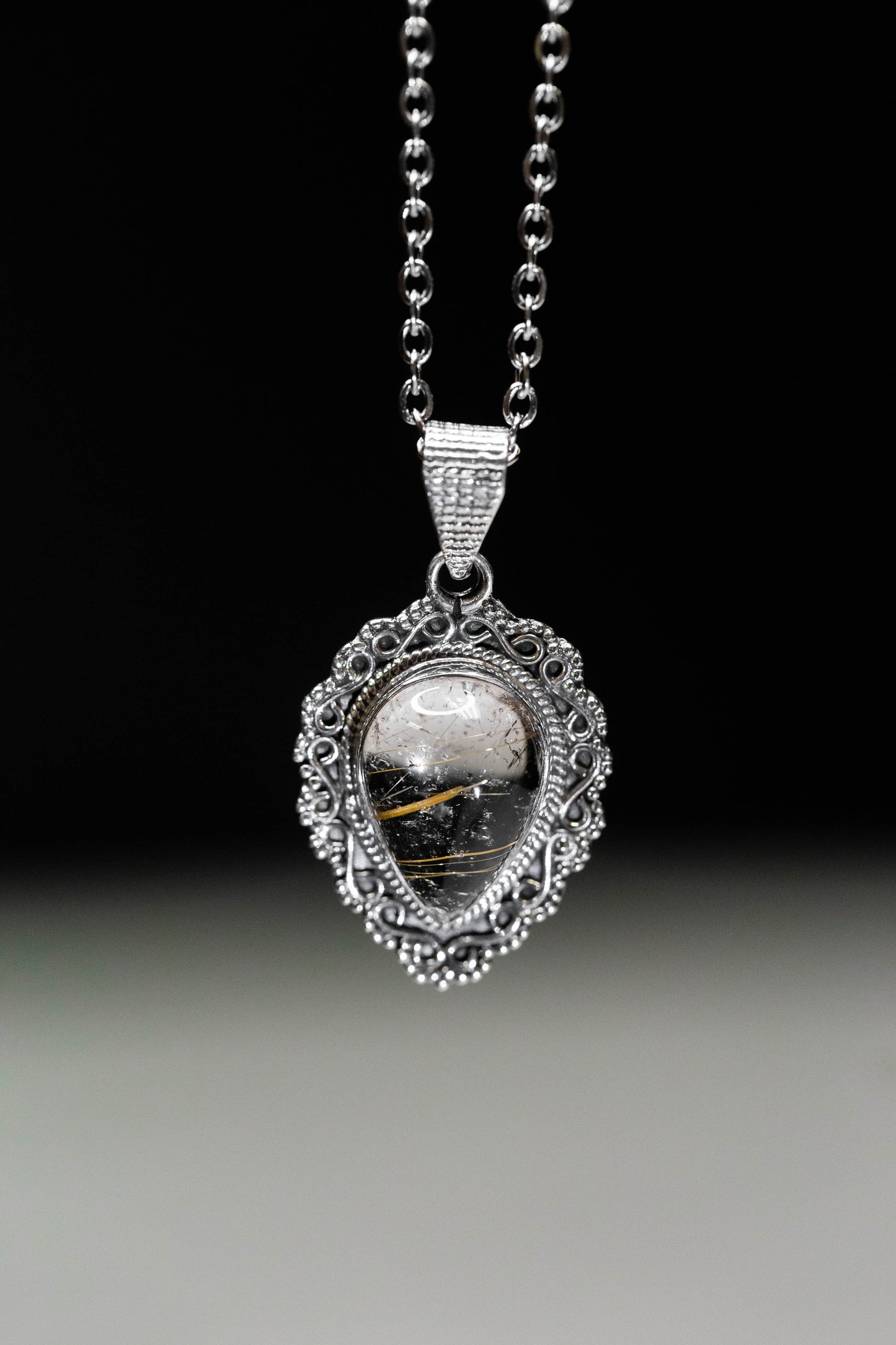 Rutilated Quartz Sterling Silver .925 Necklace