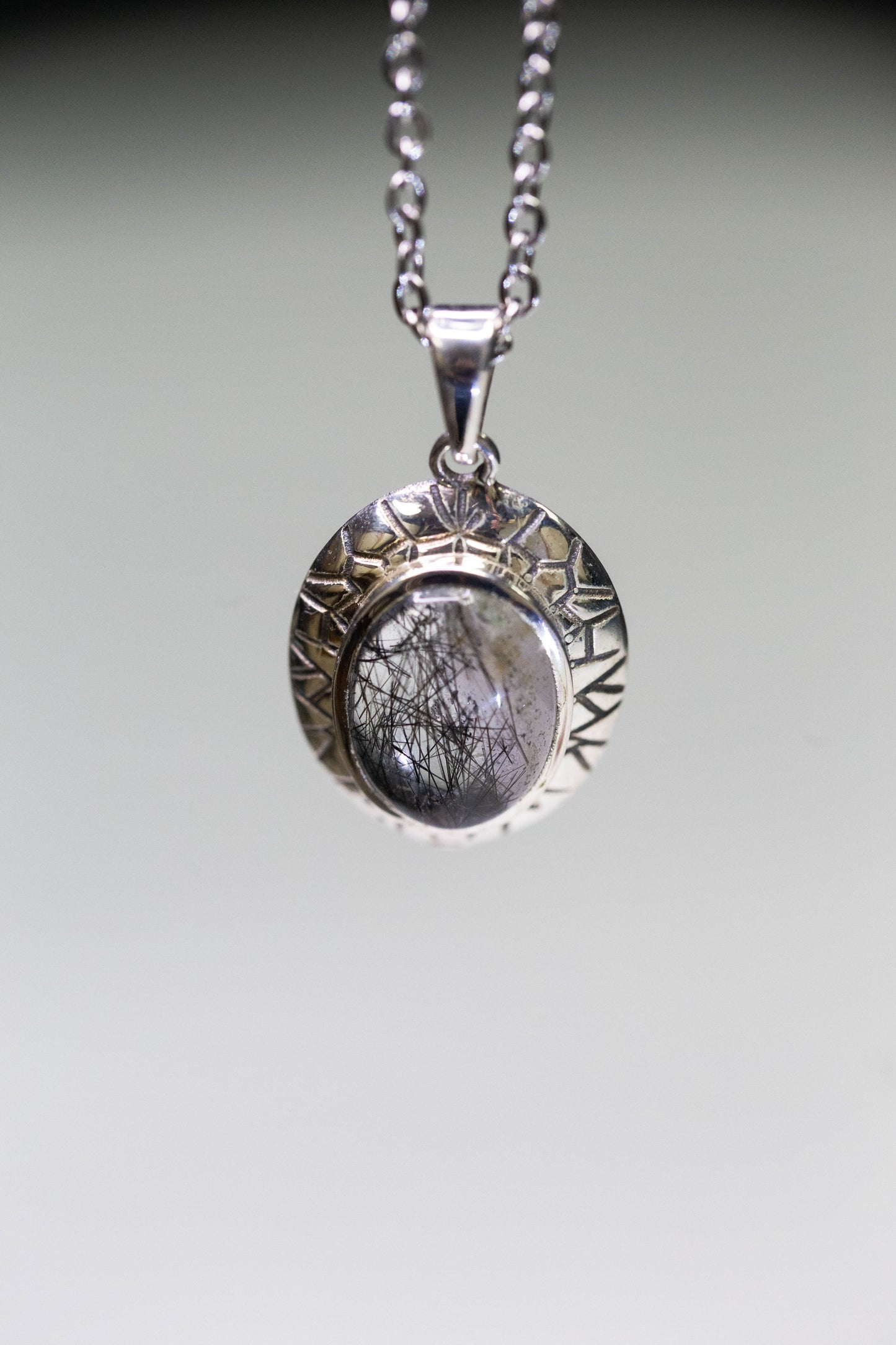Tourmalated Quartz Sterling Silver .925 Necklace