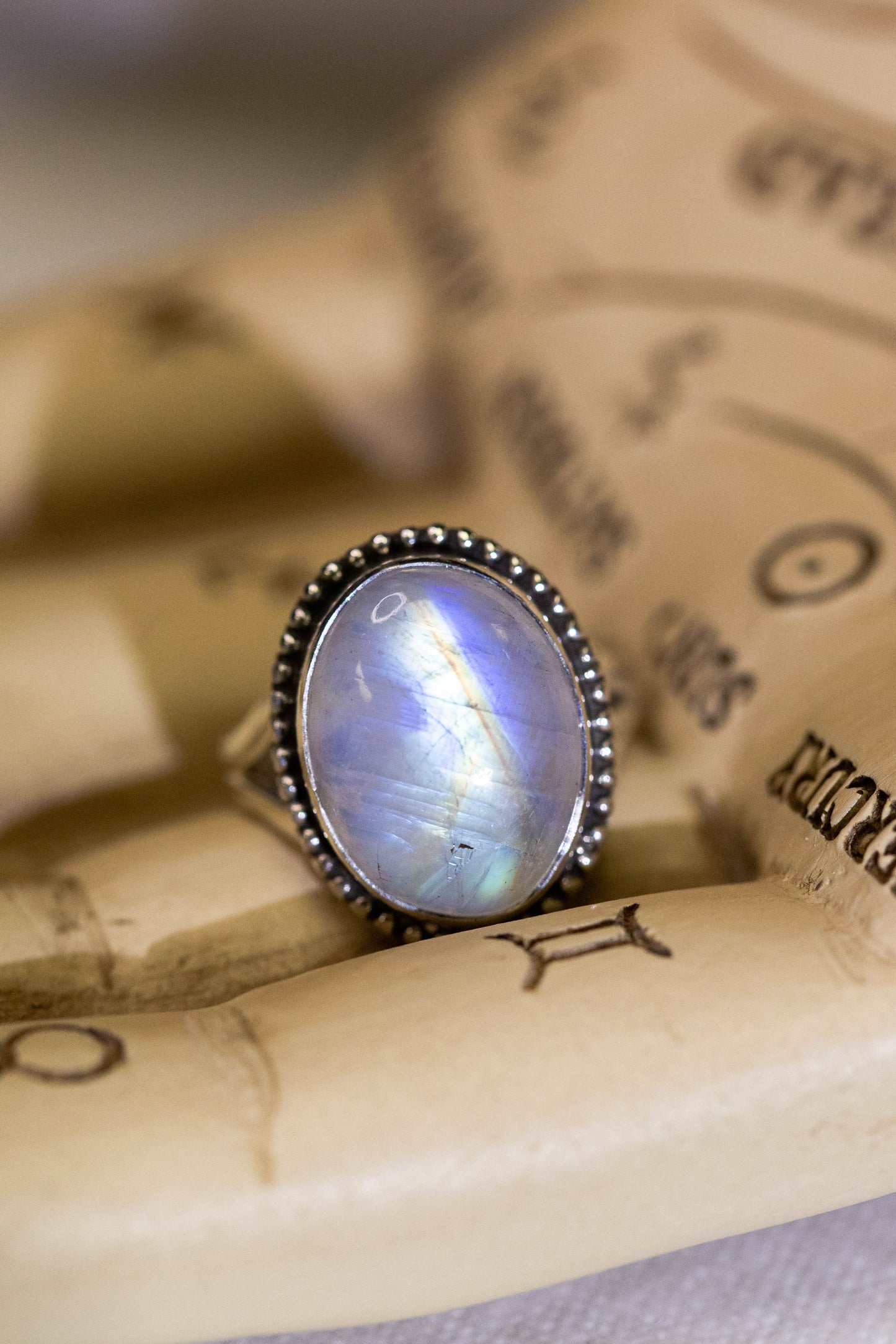 Rainbow Moonstone Sterling Silver .925 Ring (Size 7.5)