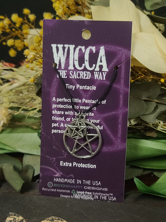 Wicca Pentacle Extra Protection Pewter Necklace