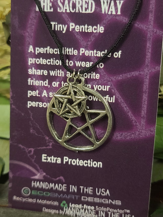 Wicca Pentacle Extra Protection Pewter Necklace