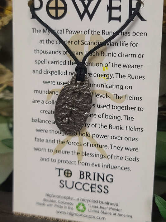 Runes of Power To Bring Success Pewter Necklace