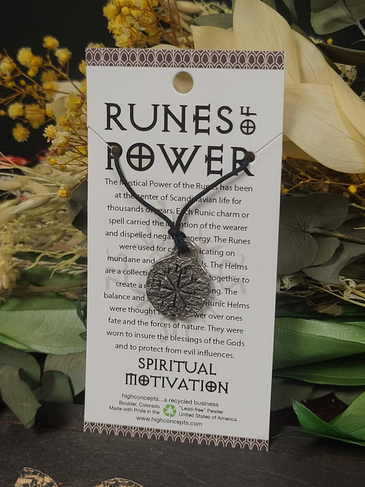 Runes of Power Spiritual Motivation Pewter Necklace