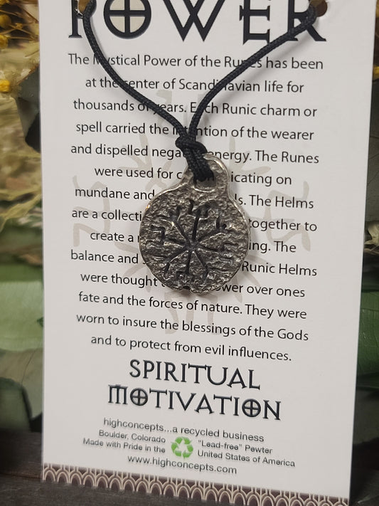 Runes of Power Spiritual Motivation Pewter Necklace