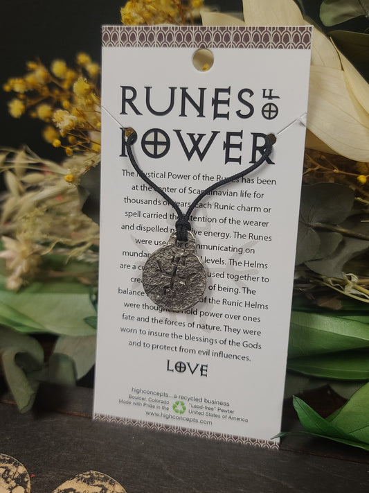 Runes of Power To Win Love Pewter Necklace