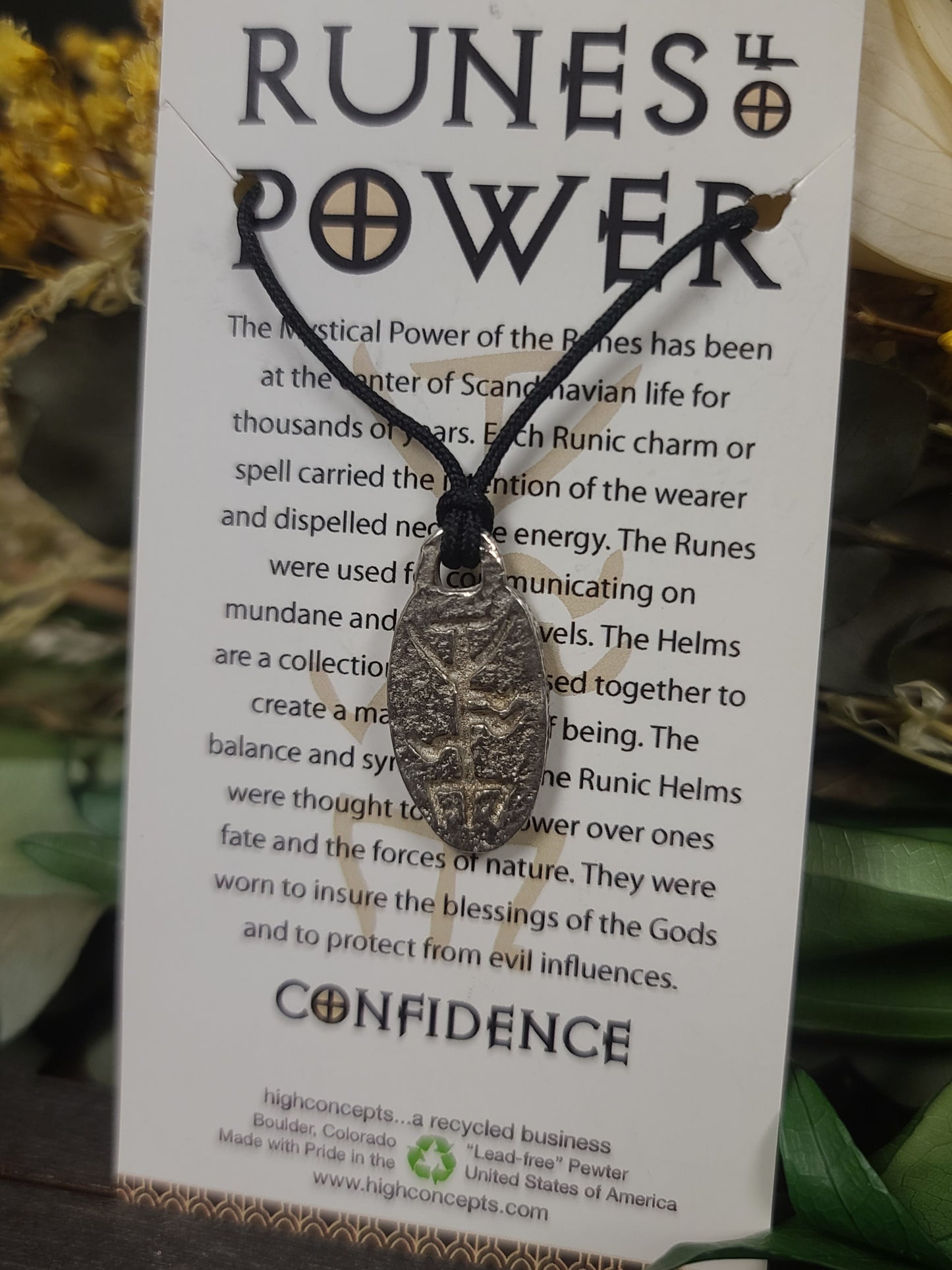 Runes of Power Confidence Pewter Necklace