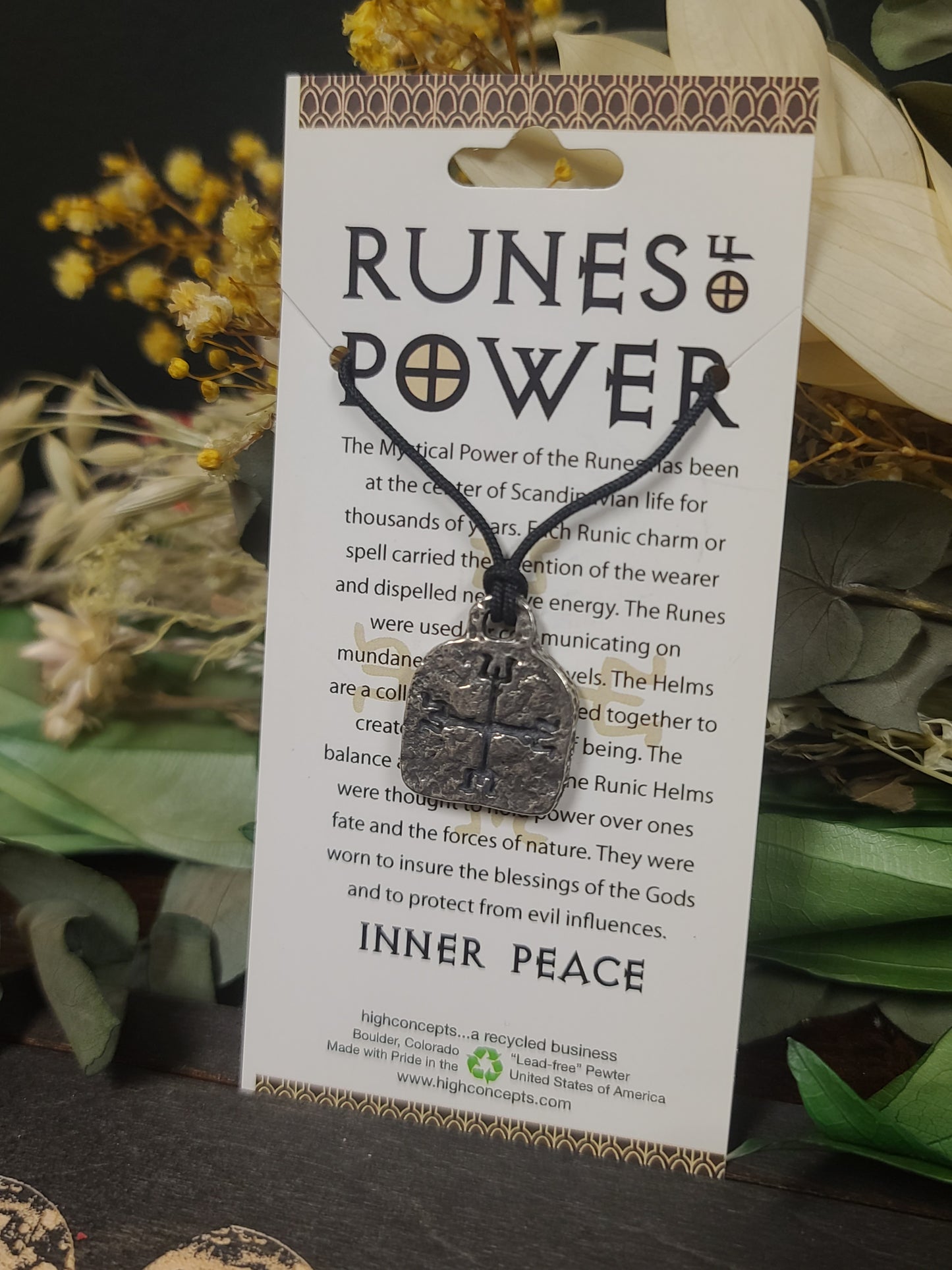 Runes of Power Inner Peace Pewter Necklace
