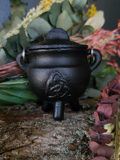 Triquetra Cast Iron Cauldron w/ Lid