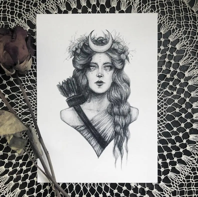 Artemis Fine Art Print - Greek Goddess of the Hunt 5x7" by Caitlin McCarthy