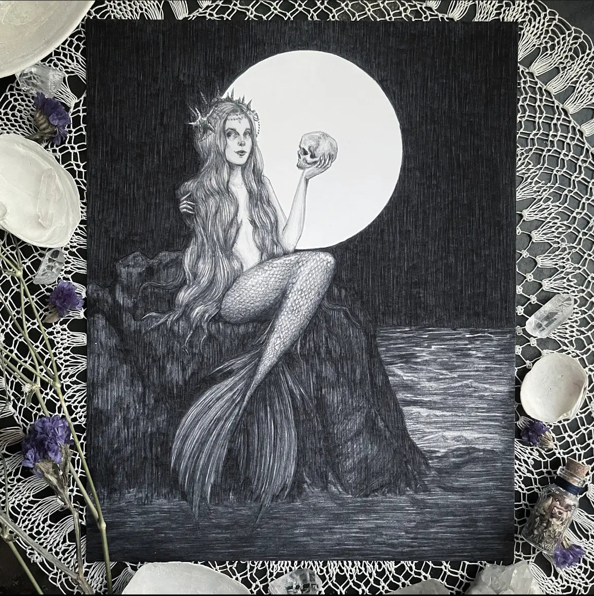 Ondine Fine Art Print - Gothic Mermaid, Sea Siren 5x7" by Caitlin McCarthy