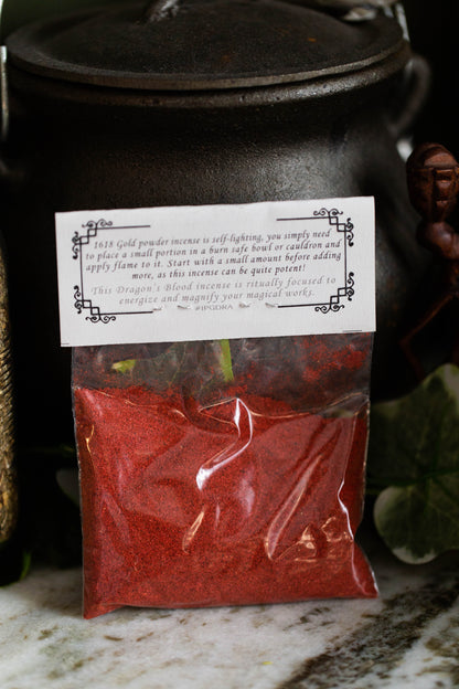1618 Gold - DRAGON'S BLOOD - Powder Incense for smudging, energizing and magnifying works