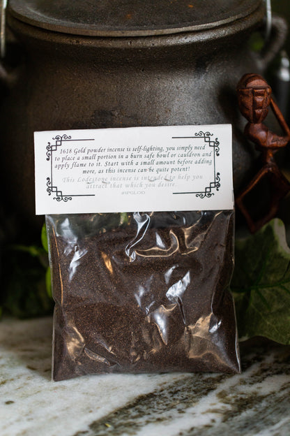 1618 Gold - LODESTONE - Powder Incense for inspiration, influence, attraction, magnetism, manifestation