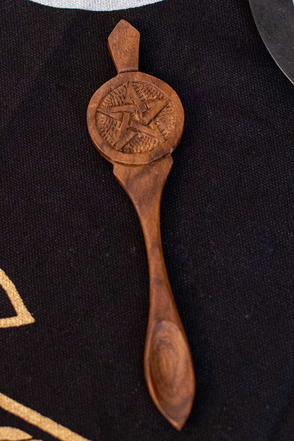 Pentacle Wooden Carved Altar Spoon