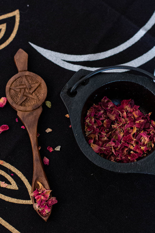 Pentacle Wooden Carved Altar Spoon