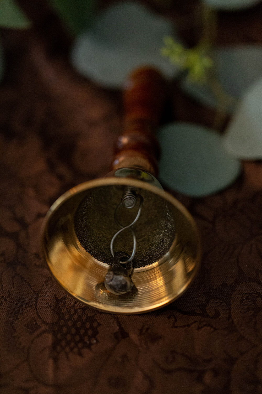 Brass Bell with Wooden Handle (5.5")
